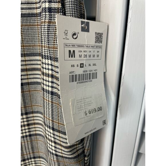 Zara plaid dress pants jogger waist w/ pockets women's size medium - NWT - Picture 2 of 5
